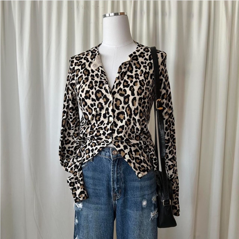 Loft animal print cotton Cardigan size XS. - Picture 5 of 8